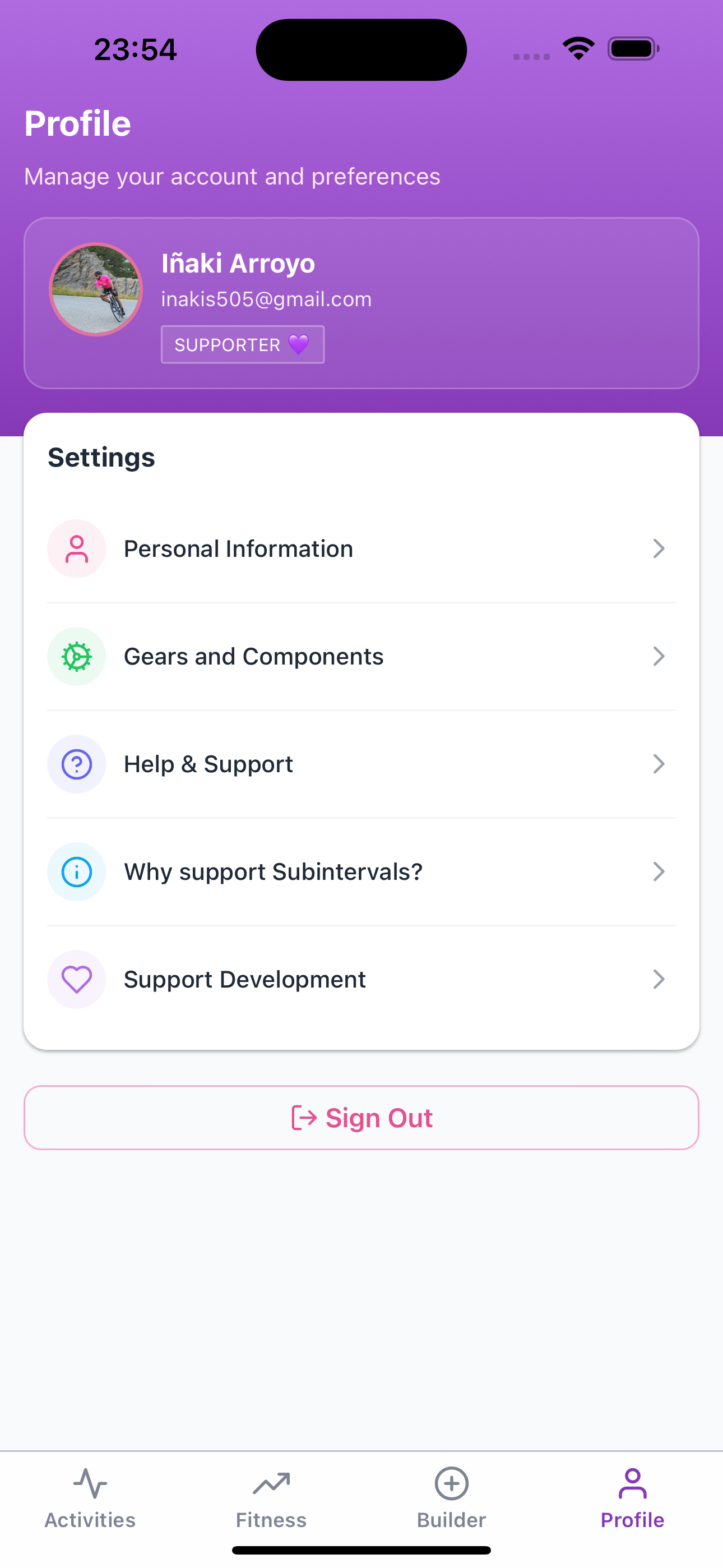 Subintervals Profile Screen
